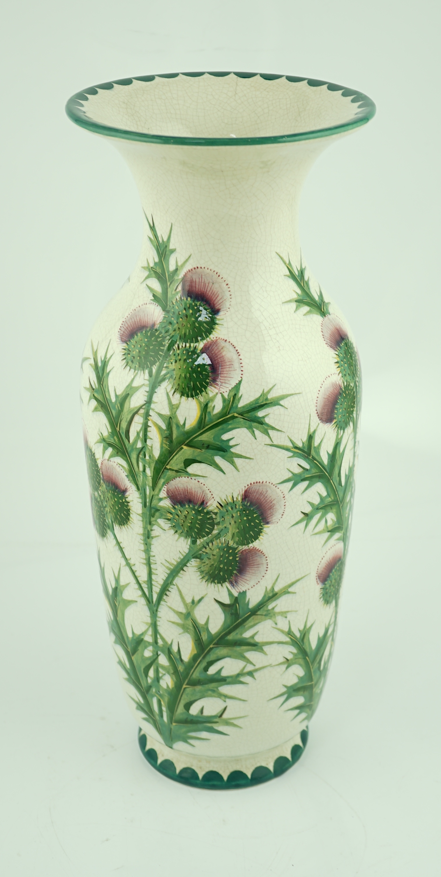 A large Wemyss ‘thistle’ pattern Elgin vase, early 20th century, probably painted by James Sharp, fine rim crack